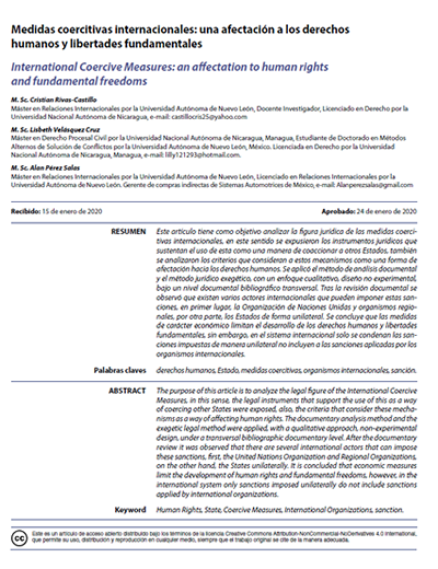 Medidas Coercitivas Internacionales: una Afectación a los Derechos Humanos y Libertades Fundamentales