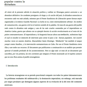 Nicaragua: la lucha popular contra la dictadura