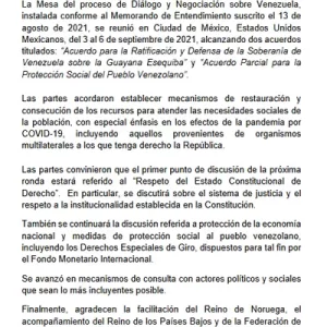 Comunicado conjunto sobre proceso de diálogo y negociación